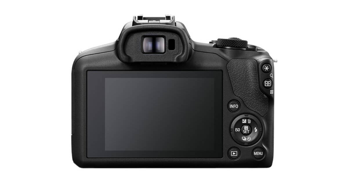 Canon EOS R100の液晶画面は固定式（非バリアングル）で非タッチパネル式