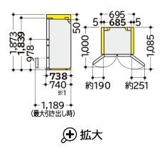 R-HXC62X据付必要寸法図