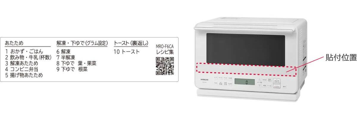 MRO-F6CA（最新）は新たにメニューシールを同梱