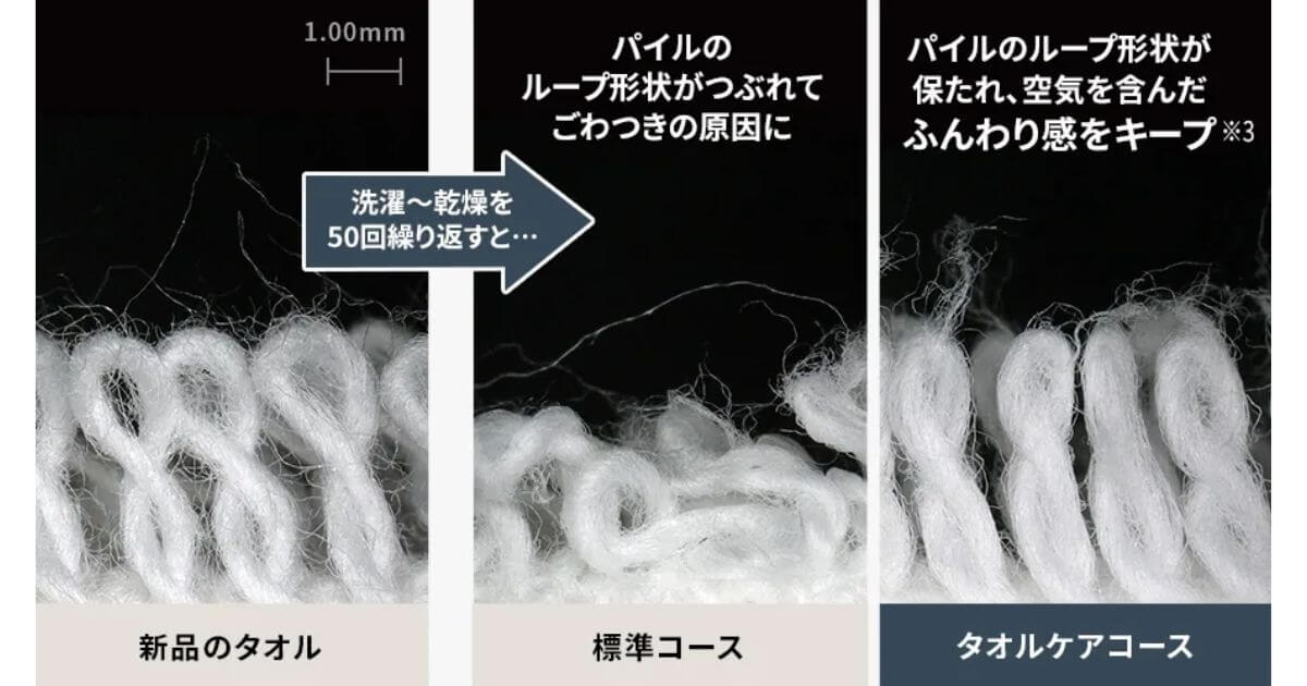 ES-12X1(最新)はタオルケアコースでタオル長持ち&除菌・消臭
