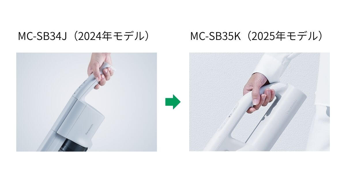 MC-SB35K(最新)の持ち手は、持ちやすく手に馴染みやすいハンドルグリップへ変更